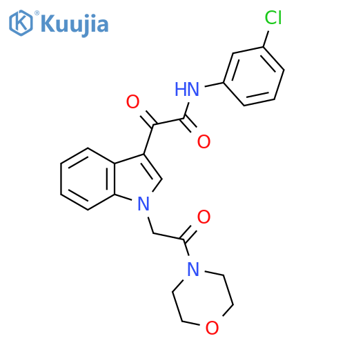 N-(3-chlorophenyl)-2-{1-2-(morpholin-4-yl)-2-oxoethyl-1H-indol-3-yl}-2-oxoacetamide structure