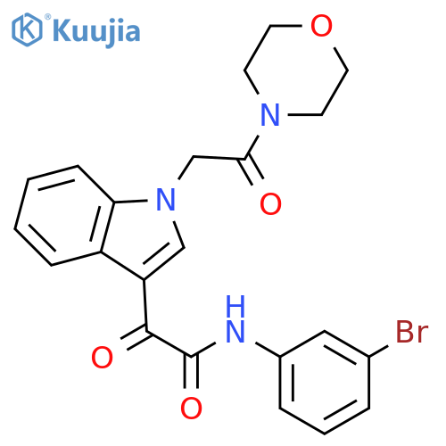 N-(3-bromophenyl)-2-{1-2-(morpholin-4-yl)-2-oxoethyl-1H-indol-3-yl}-2-oxoacetamide structure