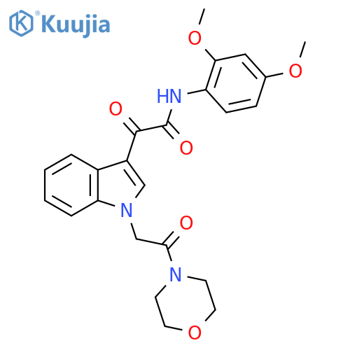 N-(2,4-dimethoxyphenyl)-2-{1-2-(morpholin-4-yl)-2-oxoethyl-1H-indol-3-yl}-2-oxoacetamide structure