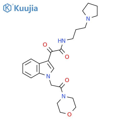 2-{1-2-(morpholin-4-yl)-2-oxoethyl-1H-indol-3-yl}-2-oxo-N-3-(pyrrolidin-1-yl)propylacetamide structure
