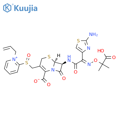 7-[2-(2-Amino-4-thiazolyl)-2-[(2-carboxy-2-propoxy)imino]acetamido]-3-[[(1-allylpyridinium-2-yl)thio]methyl]-3-cephem-4-carboxylic acid 1-oxide bromide structure