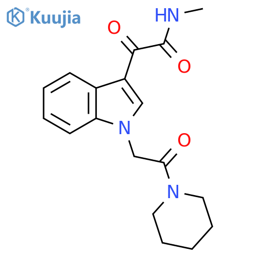 N-methyl-2-oxo-2-{1-2-oxo-2-(piperidin-1-yl)ethyl-1H-indol-3-yl}acetamide structure
