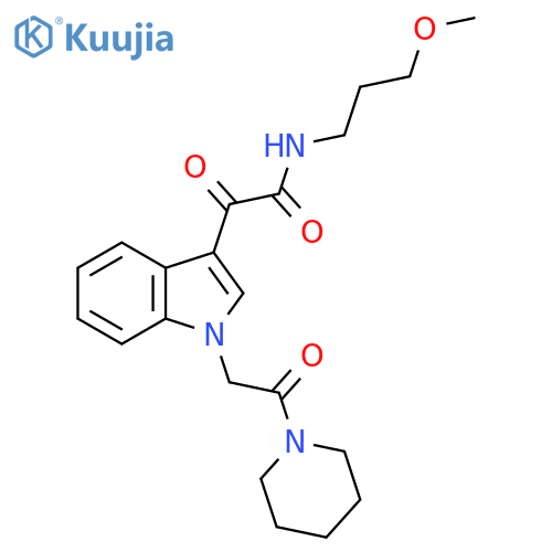 N-(3-methoxypropyl)-2-oxo-2-{1-2-oxo-2-(piperidin-1-yl)ethyl-1H-indol-3-yl}acetamide structure