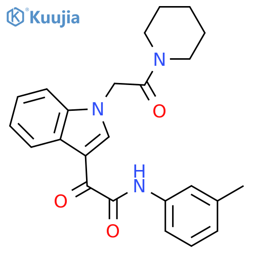 N-(3-methylphenyl)-2-oxo-2-{1-2-oxo-2-(piperidin-1-yl)ethyl-1H-indol-3-yl}acetamide structure
