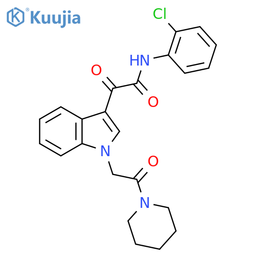 N-(2-chlorophenyl)-2-oxo-2-{1-2-oxo-2-(piperidin-1-yl)ethyl-1H-indol-3-yl}acetamide structure