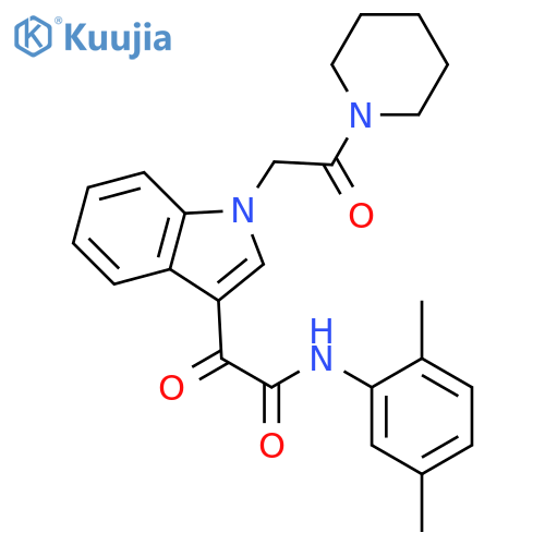 N-(2,5-dimethylphenyl)-2-oxo-2-{1-2-oxo-2-(piperidin-1-yl)ethyl-1H-indol-3-yl}acetamide structure