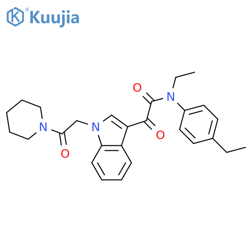 N-ethyl-N-(4-ethylphenyl)-2-oxo-2-{1-2-oxo-2-(piperidin-1-yl)ethyl-1H-indol-3-yl}acetamide structure