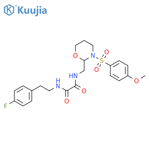 N'-2-(4-fluorophenyl)ethyl-N-{3-(4-methoxybenzenesulfonyl)-1,3-oxazinan-2-ylmethyl}ethanediamide structure