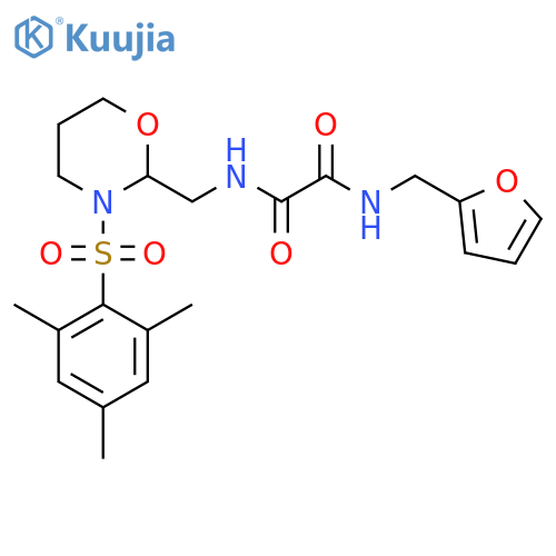 N-(furan-2-yl)methyl-N'-{3-(2,4,6-trimethylbenzenesulfonyl)-1,3-oxazinan-2-ylmethyl}ethanediamide structure
