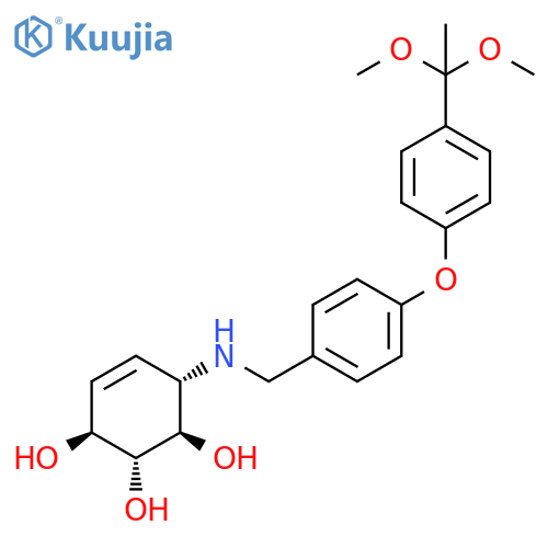4-Cyclohexene-1,2,3-triol,6-[[[4-[4-(1,1-dimethoxyethyl)phenoxy]phenyl]methyl]amino]-,(1R,2R,3S,6S)-rel- structure