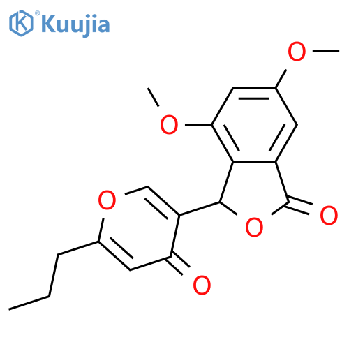 1(3H)-Isobenzofuranone,4,6-dimethoxy-3-(4-oxo-6-propyl-4H-pyran-3-yl)-, (3R)- structure
