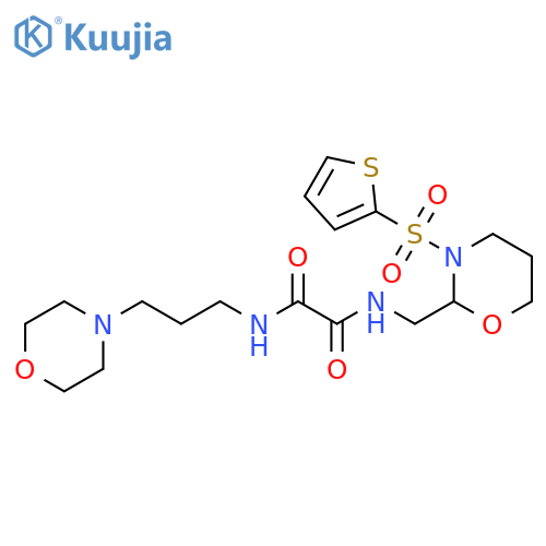 N'-3-(morpholin-4-yl)propyl-N-{3-(thiophene-2-sulfonyl)-1,3-oxazinan-2-ylmethyl}ethanediamide structure