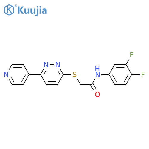 N-(3,4-difluorophenyl)-2-{6-(pyridin-4-yl)pyridazin-3-ylsulfanyl}acetamide structure