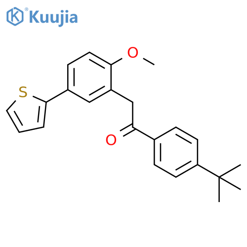 Ethanone,1-[4-(1,1-dimethylethyl)phenyl]-2-[2-methoxy-5-(2-thienyl)phenyl]- structure