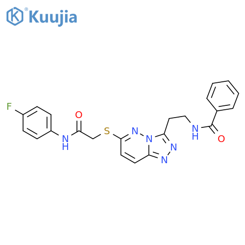 N-{2-6-({(4-fluorophenyl)carbamoylmethyl}sulfanyl)-1,2,4triazolo4,3-bpyridazin-3-ylethyl}benzamide structure