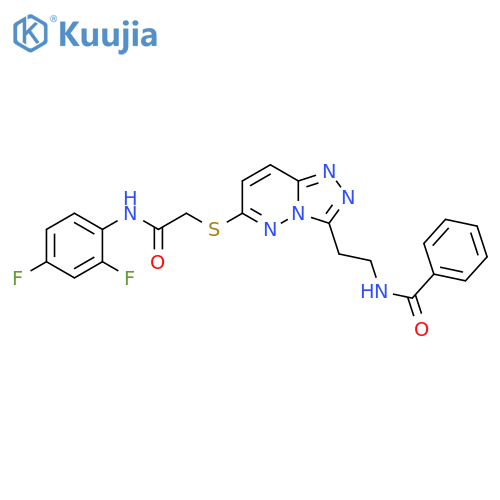 N-{2-6-({(2,4-difluorophenyl)carbamoylmethyl}sulfanyl)-1,2,4triazolo4,3-bpyridazin-3-ylethyl}benzamide structure