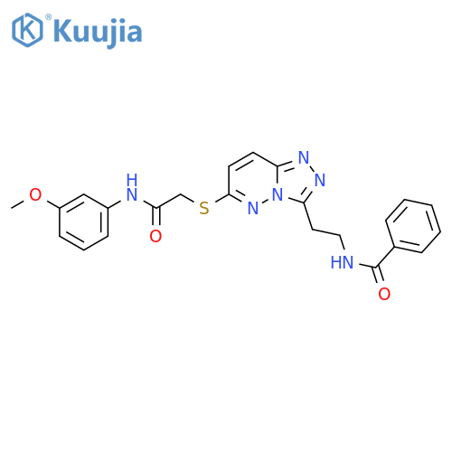 N-{2-6-({(3-methoxyphenyl)carbamoylmethyl}sulfanyl)-1,2,4triazolo4,3-bpyridazin-3-ylethyl}benzamide structure