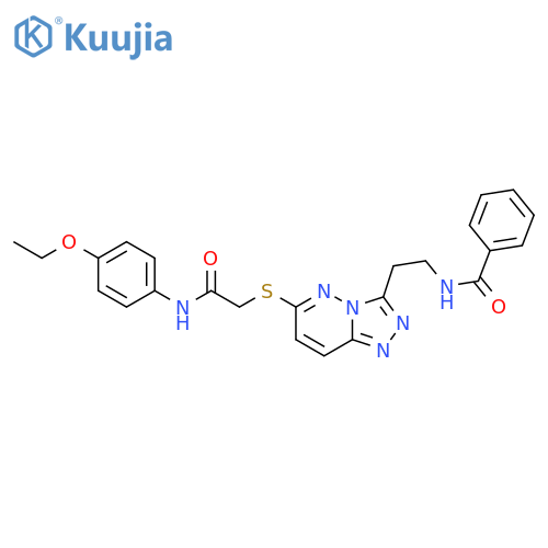 N-{2-6-({(4-ethoxyphenyl)carbamoylmethyl}sulfanyl)-1,2,4triazolo4,3-bpyridazin-3-ylethyl}benzamide structure