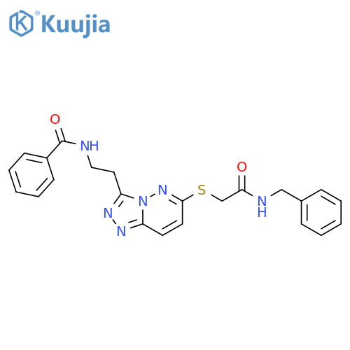 N-2-(6-{(benzylcarbamoyl)methylsulfanyl}-1,2,4triazolo4,3-bpyridazin-3-yl)ethylbenzamide structure