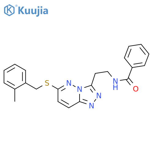 N-2-(6-{(2-methylphenyl)methylsulfanyl}-1,2,4triazolo4,3-bpyridazin-3-yl)ethylbenzamide structure