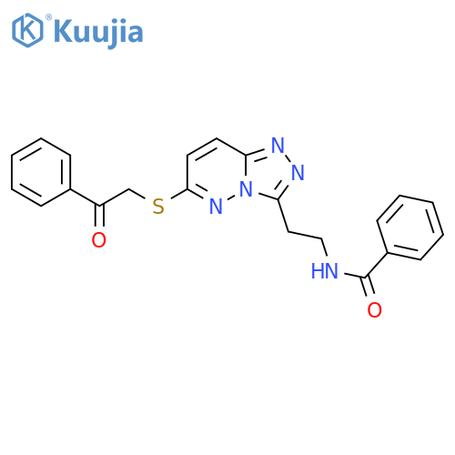 N-(2-{6-(2-oxo-2-phenylethyl)sulfanyl-1,2,4triazolo4,3-bpyridazin-3-yl}ethyl)benzamide structure