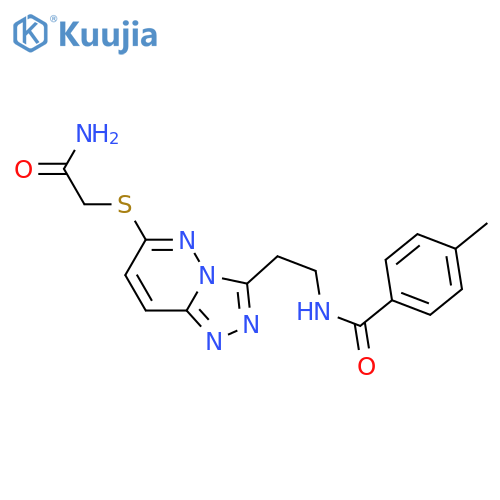 N-(2-{6-(carbamoylmethyl)sulfanyl-1,2,4triazolo4,3-bpyridazin-3-yl}ethyl)-4-methylbenzamide structure