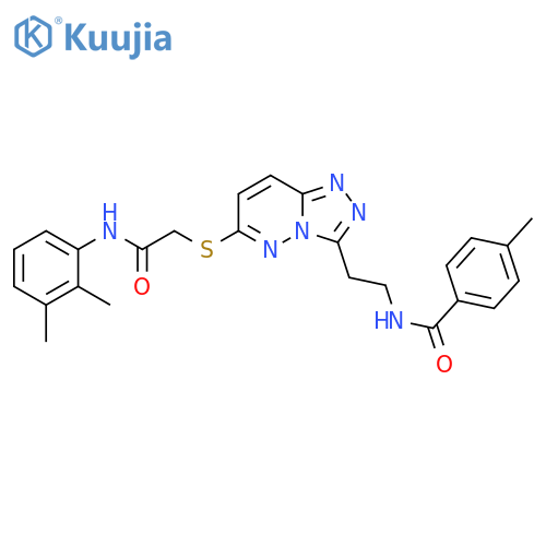 N-{2-6-({(2,3-dimethylphenyl)carbamoylmethyl}sulfanyl)-1,2,4triazolo4,3-bpyridazin-3-ylethyl}-4-methylbenzamide structure