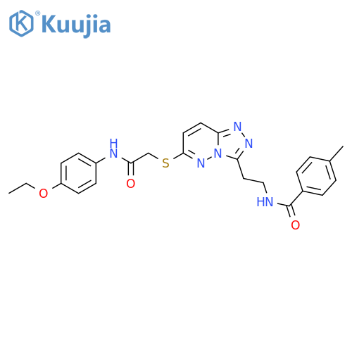 N-{2-6-({(4-ethoxyphenyl)carbamoylmethyl}sulfanyl)-1,2,4triazolo4,3-bpyridazin-3-ylethyl}-4-methylbenzamide structure