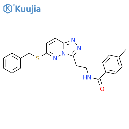 N-{2-6-(benzylsulfanyl)-1,2,4triazolo4,3-bpyridazin-3-ylethyl}-4-methylbenzamide structure