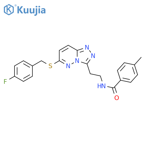 N-2-(6-{(4-fluorophenyl)methylsulfanyl}-1,2,4triazolo4,3-bpyridazin-3-yl)ethyl-4-methylbenzamide structure