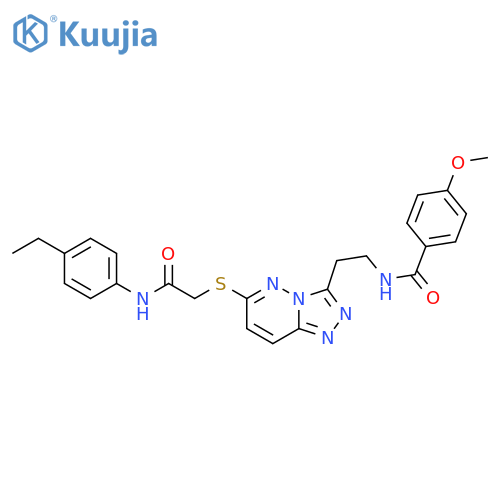 N-{2-6-({(4-ethylphenyl)carbamoylmethyl}sulfanyl)-1,2,4triazolo4,3-bpyridazin-3-ylethyl}-4-methoxybenzamide structure