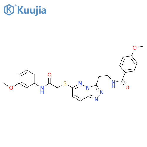 4-methoxy-N-{2-6-({(3-methoxyphenyl)carbamoylmethyl}sulfanyl)-1,2,4triazolo4,3-bpyridazin-3-ylethyl}benzamide structure