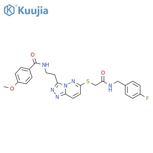 N-(2-{6-({(4-fluorophenyl)methylcarbamoyl}methyl)sulfanyl-1,2,4triazolo4,3-bpyridazin-3-yl}ethyl)-4-methoxybenzamide structure