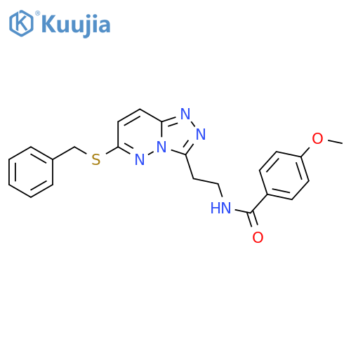 N-{2-6-(benzylsulfanyl)-1,2,4triazolo4,3-bpyridazin-3-ylethyl}-4-methoxybenzamide structure