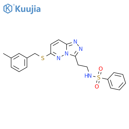 N-2-(6-{(3-methylphenyl)methylsulfanyl}-1,2,4triazolo4,3-bpyridazin-3-yl)ethylbenzenesulfonamide structure
