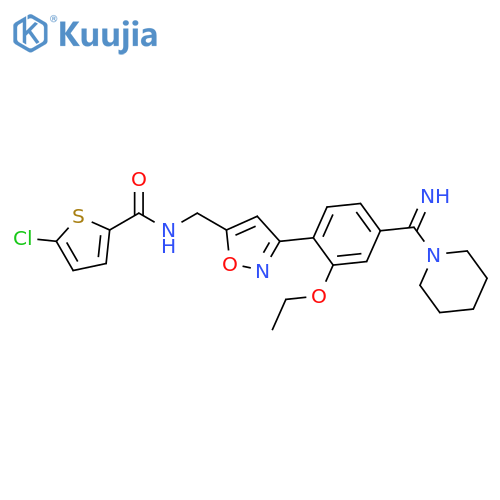 2-Thiophenecarboxamide,5-chloro-N-[[3-[2-ethoxy-4-(imino-1-piperidinylmethyl)phenyl]-5-isoxazolyl]methyl]- structure