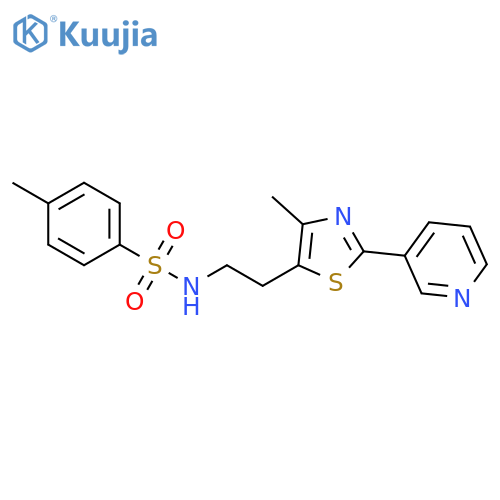 4-methyl-N-{2-4-methyl-2-(pyridin-3-yl)-1,3-thiazol-5-ylethyl}benzene-1-sulfonamide structure