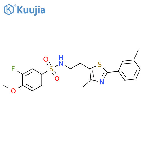 3-fluoro-4-methoxy-N-{2-4-methyl-2-(3-methylphenyl)-1,3-thiazol-5-ylethyl}benzene-1-sulfonamide structure