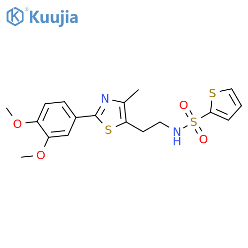 N-{2-2-(3,4-dimethoxyphenyl)-4-methyl-1,3-thiazol-5-ylethyl}thiophene-2-sulfonamide structure