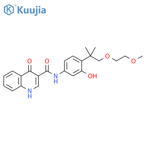 3-Quinolinecarboxamide,1,4-dihydro-N-[3-hydroxy-4-[2-(2-methoxyethoxy)-1,1-dimethylethyl]phenyl]-4-oxo- structure