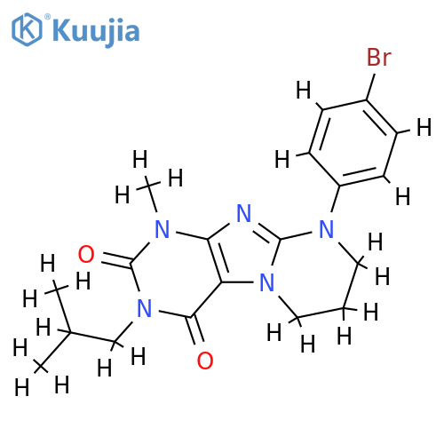 9-(4-bromophenyl)-1-methyl-3-(2-methylpropyl)-1H,2H,3H,4H,6H,7H,8H,9H-pyrimido1,2-gpurine-2,4-dione structure
