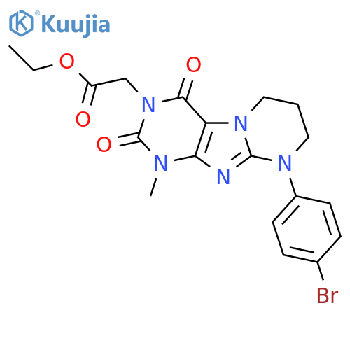 ethyl 2-9-(4-bromophenyl)-1-methyl-2,4-dioxo-1H,2H,3H,4H,6H,7H,8H,9H-pyrimido1,2-gpurin-3-ylacetate structure