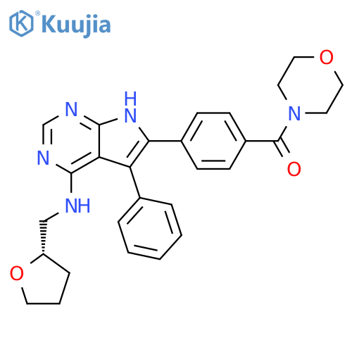 Morpholine,4-[4-[5-phenyl-4-[[[(2S)-tetrahydro-2-furanyl]methyl]amino]-1H-pyrrolo[2,3-d]pyrimidin-6-yl]benzoyl]- structure