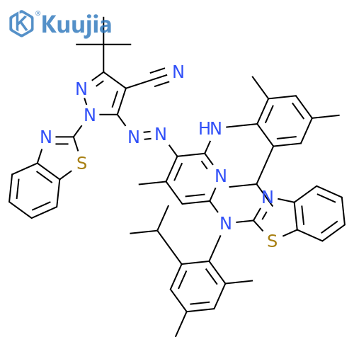 1H-Pyrazole-4-carbonitrile,1-(2-benzothiazolyl)-5-[[6-[2-benzothiazolyl[2,4-dimethyl-6-(1-methylethyl)phenyl]amino]-2-[[2,4-dimethyl-6-(1-methylethyl)phenyl]amino]-4-methyl-3-pyridinyl]azo]-3-(1,1-dimethylethyl)- structure