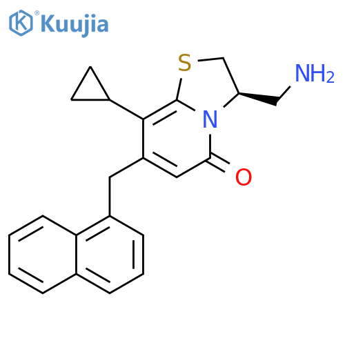 5H-Thiazolo[3,2-a]pyridin-5-one,3-(aminomethyl)-8-cyclopropyl-2,3-dihydro-7-(1-naphthalenylmethyl)-,(3R)- structure