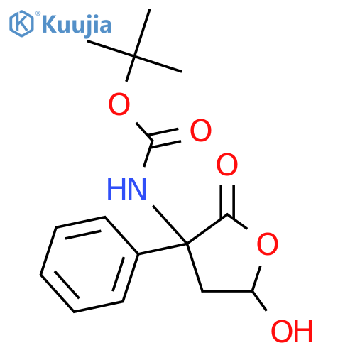 Carbamic acid, (tetrahydro-5-hydroxy-2-oxo-3-phenyl-3-furanyl)-,1,1-dimethylethyl ester structure