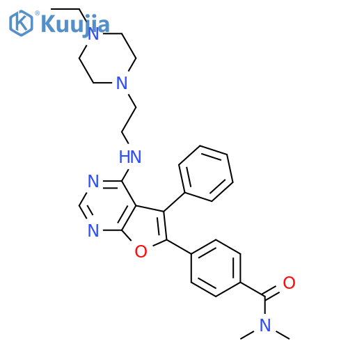 Benzamide,4-[4-[[2-(4-ethyl-1-piperazinyl)ethyl]amino]-5-phenylfuro[2,3-d]pyrimidin-6-yl]-N,N-dimethyl- structure