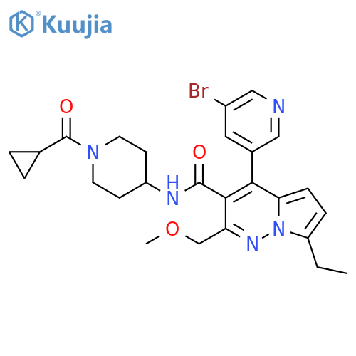Pyrrolo[1,2-b]pyridazine-3-carboxamide,4-(5-bromo-3-pyridinyl)-N-[1-(cyclopropylcarbonyl)-4-piperidinyl]-7-ethyl-2-(methoxymethyl)- structure