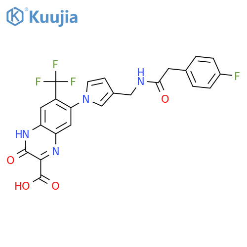 2-Quinoxalinecarboxylic acid,7-[3-[[[(4-fluorophenyl)acetyl]amino]methyl]-1H-pyrrol-1-yl]-3,4-dihydro-3-oxo-6-(trifluoromethyl)- structure