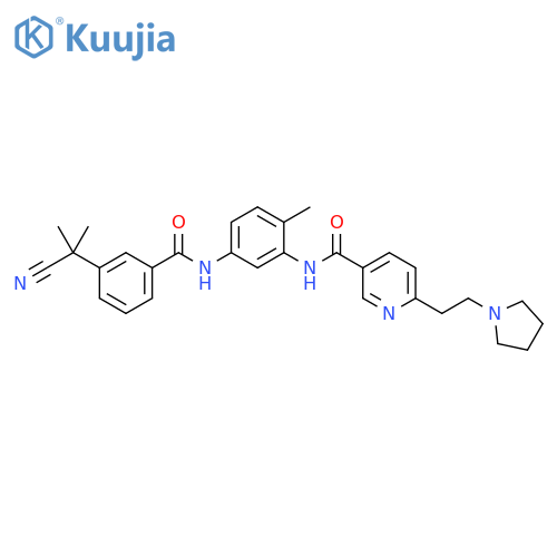 3-Pyridinecarboxamide,N-[5-[[3-(1-cyano-1-methylethyl)benzoyl]amino]-2-methylphenyl]-6-[2-(1-pyrrolidinyl)ethyl]- structure